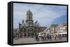 City Hall, Main Square, Local Cyclists, Delft, Holland, Europe-James Emmerson-Framed Stretched Canvas