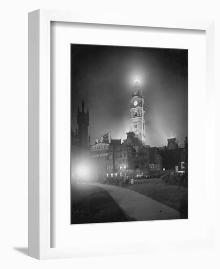 City Hall Tower with Night Lights-null-Framed Photographic Print