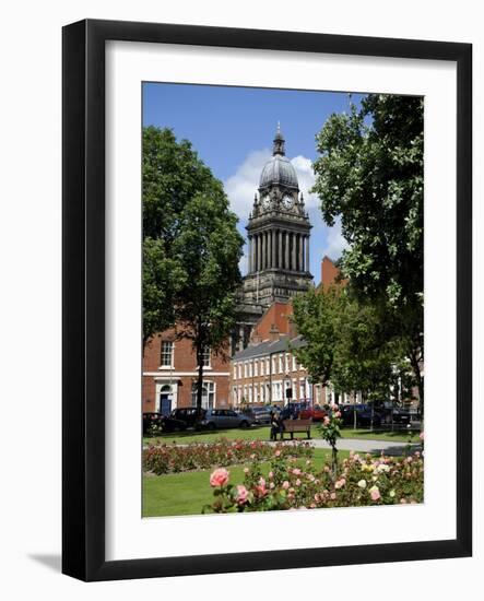 City Hall Viewed From the Historic Georgian Park Square, Leeds, West Yorkshire, England, Uk-Peter Richardson-Framed Photographic Print