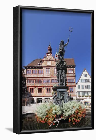 City hall with fountain on the marketplace, Tübingen, Baden-Wurttemberg, Germany-Markus Lange-Framed Photographic Print