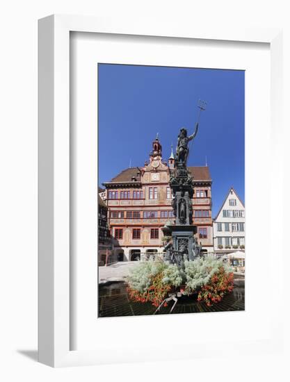 City hall with fountain on the marketplace, Tübingen, Baden-Wurttemberg, Germany-Markus Lange-Framed Photographic Print