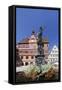 City hall with fountain on the marketplace, Tübingen, Baden-Wurttemberg, Germany-Markus Lange-Framed Stretched Canvas