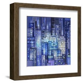 City Landscape At Night-null-Framed Art Print