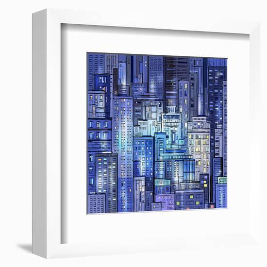 City Landscape At Night-null-Framed Art Print