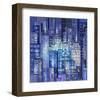 City Landscape At Night-null-Framed Art Print