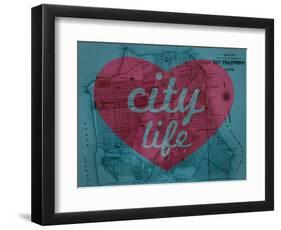 City Life - 1876, San Francisco 1876, California, United States Map-null-Framed Premium Giclee Print