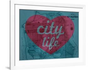 City Life - 1876, San Francisco 1876, California, United States Map-null-Framed Giclee Print