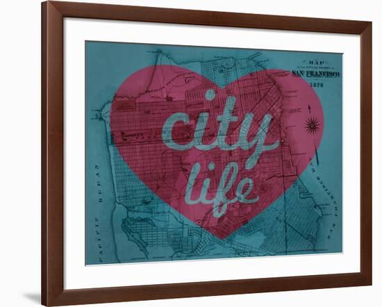 City Life - 1876, San Francisco 1876, California, United States Map-null-Framed Giclee Print