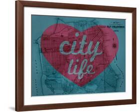 City Life - 1876, San Francisco 1876, California, United States Map-null-Framed Giclee Print