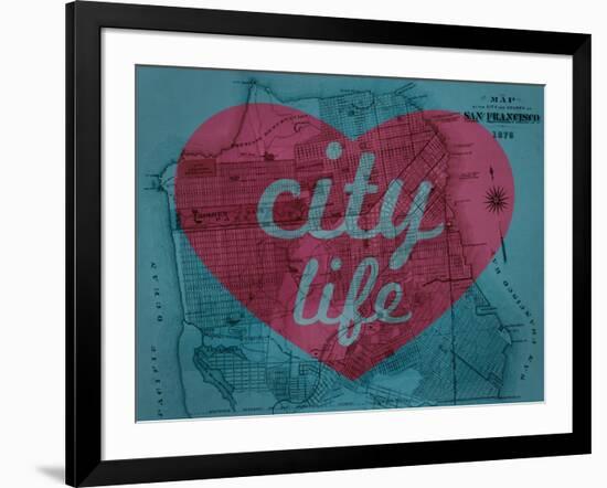 City Life - 1876, San Francisco 1876, California, United States Map-null-Framed Giclee Print