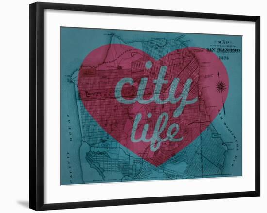 City Life - 1876, San Francisco 1876, California, United States Map-null-Framed Giclee Print