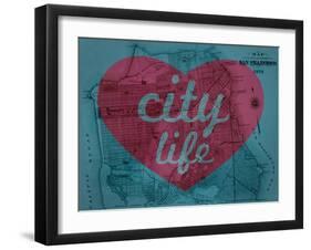 City Life - 1876, San Francisco 1876, California, United States Map-null-Framed Giclee Print