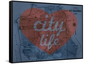 City Life - 1876, San Francisco 1876, California, United States Map-null-Framed Stretched Canvas