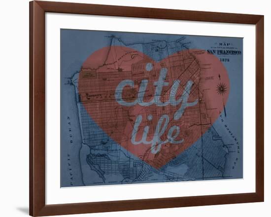 City Life - 1876, San Francisco 1876, California, United States Map-null-Framed Giclee Print