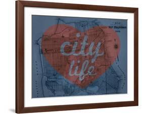 City Life - 1876, San Francisco 1876, California, United States Map-null-Framed Giclee Print