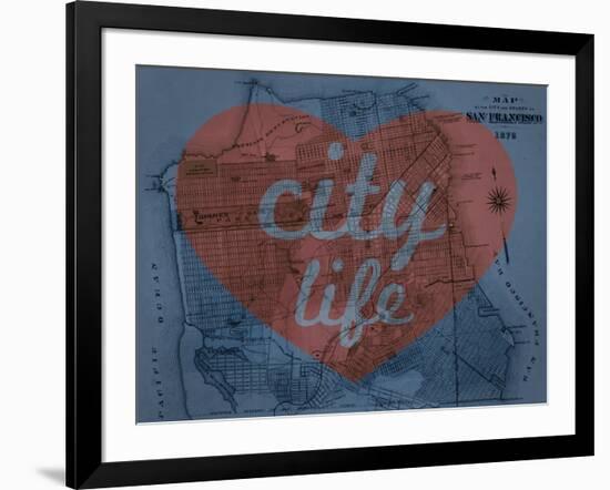 City Life - 1876, San Francisco 1876, California, United States Map-null-Framed Giclee Print