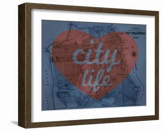 City Life - 1876, San Francisco 1876, California, United States Map-null-Framed Giclee Print