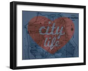 City Life - 1876, San Francisco 1876, California, United States Map-null-Framed Giclee Print