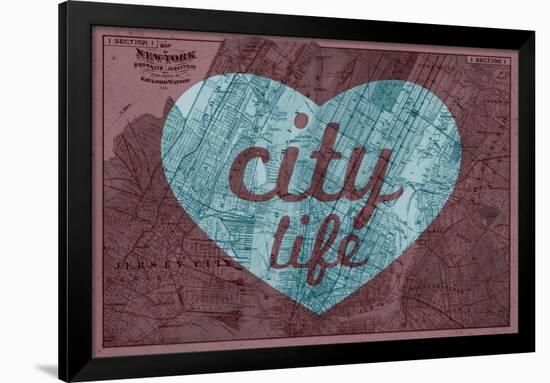 City Life - 1891, New York, Map, Brooklyn, Jersey City, New York, United States Map-null-Framed Giclee Print