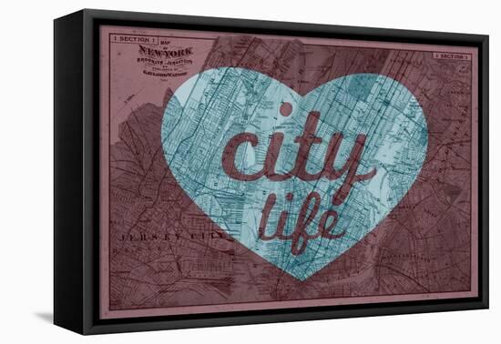 City Life - 1891, New York, Map, Brooklyn, Jersey City, New York, United States Map-null-Framed Stretched Canvas