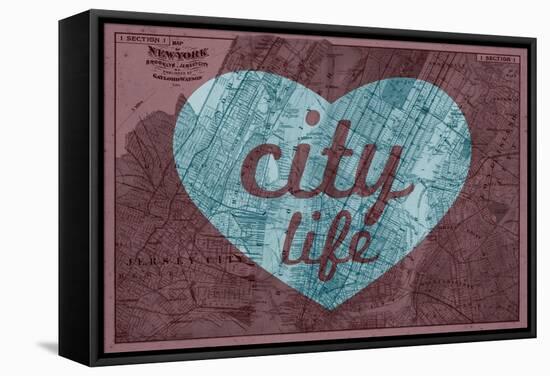 City Life - 1891, New York, Map, Brooklyn, Jersey City, New York, United States Map-null-Framed Stretched Canvas
