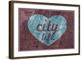 City Life - 1891, New York, Map, Brooklyn, Jersey City, New York, United States Map-null-Framed Giclee Print