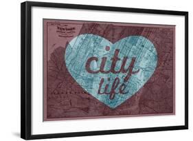 City Life - 1891, New York, Map, Brooklyn, Jersey City, New York, United States Map-null-Framed Giclee Print