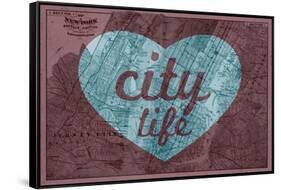 City Life - 1891, New York, Map, Brooklyn, Jersey City, New York, United States Map-null-Framed Stretched Canvas