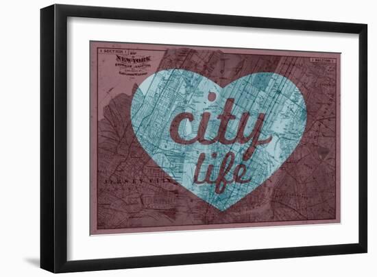 City Life - 1891, New York, Map, Brooklyn, Jersey City, New York, United States Map-null-Framed Giclee Print