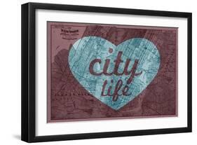 City Life - 1891, New York, Map, Brooklyn, Jersey City, New York, United States Map-null-Framed Premium Giclee Print