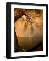 City Lights across Lake Rotorua, Rotorua, Bay of Plenty, North Island, New Zealand-David Wall-Framed Photographic Print