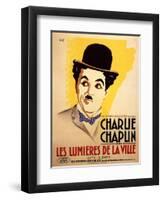 City Lights, French Movie Poster, 1931-null-Framed Art Print