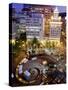 City Lights from Above Pioneer Courthouse Square in Downtown Portland, Oregon, USA-Janis Miglavs-Stretched Canvas