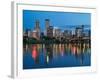 City Lights Glowing at Night, Portland, Oregon, USA-Janis Miglavs-Framed Photographic Print