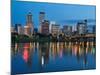 City Lights Glowing at Night, Portland, Oregon, USA-Janis Miglavs-Mounted Photographic Print