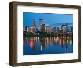 City Lights Glowing at Night, Portland, Oregon, USA-Janis Miglavs-Framed Photographic Print