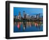 City Lights Glowing at Night, Portland, Oregon, USA-Janis Miglavs-Framed Photographic Print