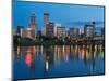 City Lights Glowing at Night, Portland, Oregon, USA-Janis Miglavs-Mounted Photographic Print