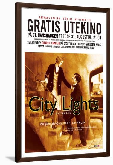 City Lights, Norwegian Movie Poster, 1931-null-Framed Art Print