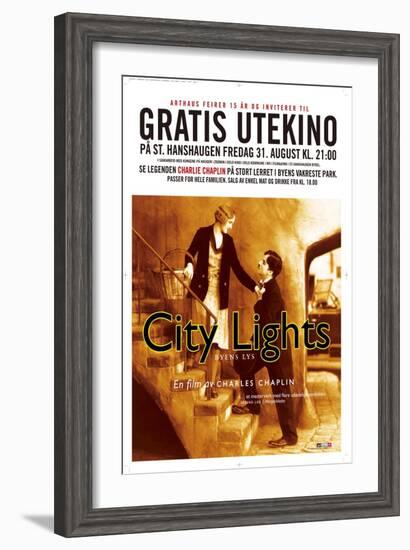 City Lights, Norwegian Movie Poster, 1931-null-Framed Art Print