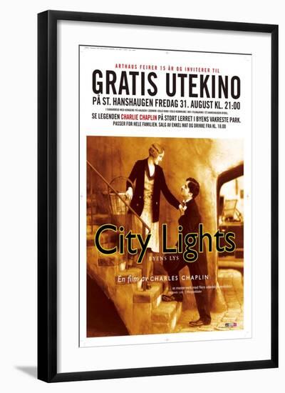 City Lights, Norwegian Movie Poster, 1931-null-Framed Art Print