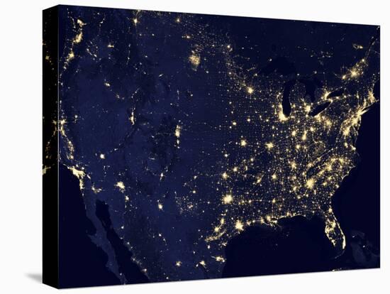 City Lights of the United States at Night-Stocktrek Images-Stretched Canvas