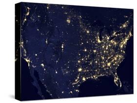 City Lights of the United States at Night-Stocktrek Images-Stretched Canvas