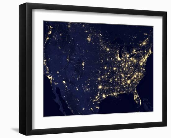 City Lights of the United States at Night-Stocktrek Images-Framed Photographic Print