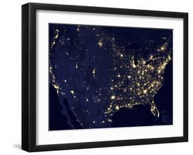 City Lights of the United States at Night-Stocktrek Images-Framed Photographic Print