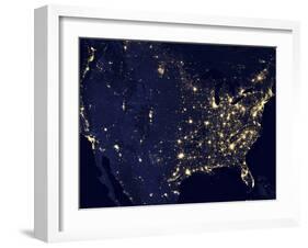 City Lights of the United States at Night-Stocktrek Images-Framed Photographic Print