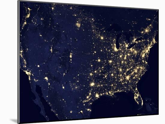 City Lights of the United States at Night-Stocktrek Images-Mounted Photographic Print