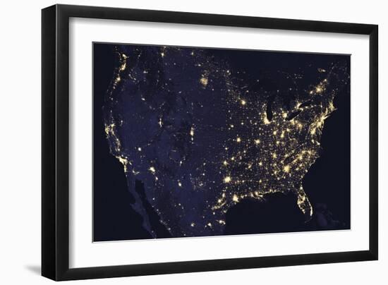 City Lights of the United States-Contemporary Photography-Framed Giclee Print