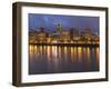 City Lights Reflected in the Willamette River, Portland, Oregon, USA-William Sutton-Framed Photographic Print