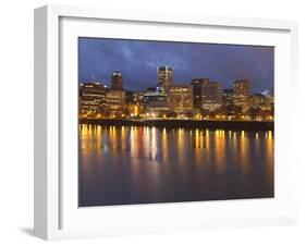 City Lights Reflected in the Willamette River, Portland, Oregon, USA-William Sutton-Framed Photographic Print